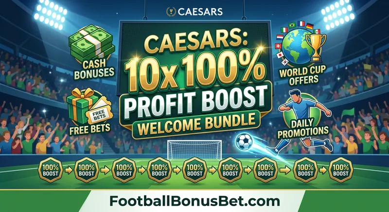 Caesars Sportsbook: 10x 100% Profit Boost Welcome Bundle